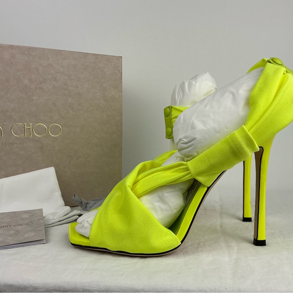 JIMMY CHOO NEOMA 110 NEON APPLE GREEN - 37 - Picture 9 of 14